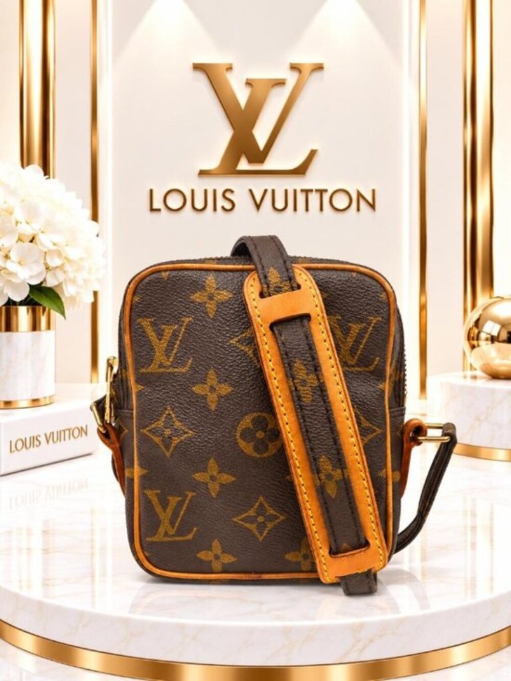 Authentic Louis Vuitton Mini Danube Monogram Canvas Vintage Crossbody Bag
